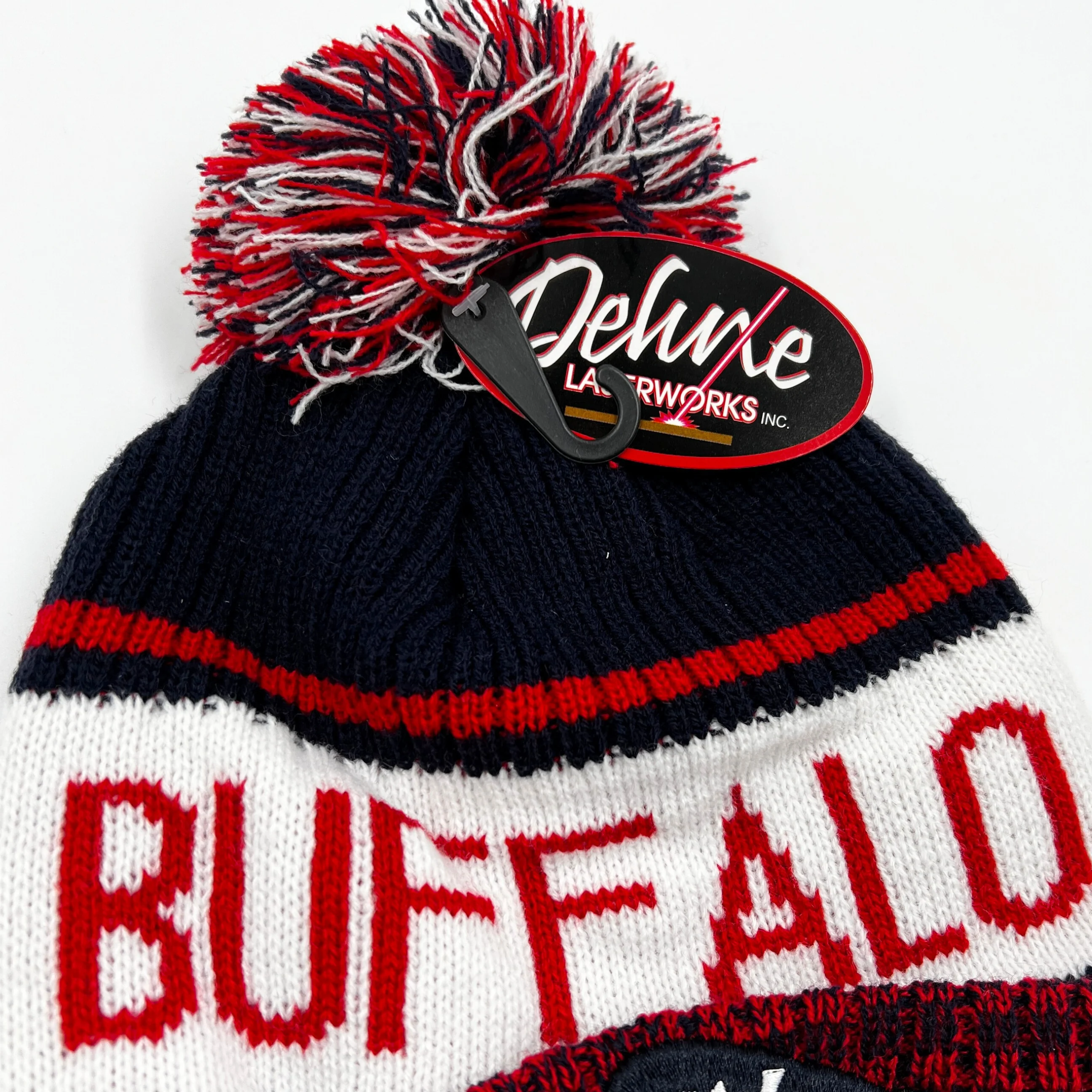 Buffalo 716 Black, Red, and White Winter Knit Hat - Image 3