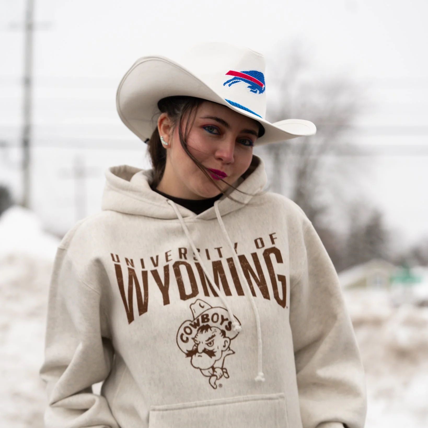 Buffalo Bills Rhinestone Charging Logo White Cowboy Hat - Image 3