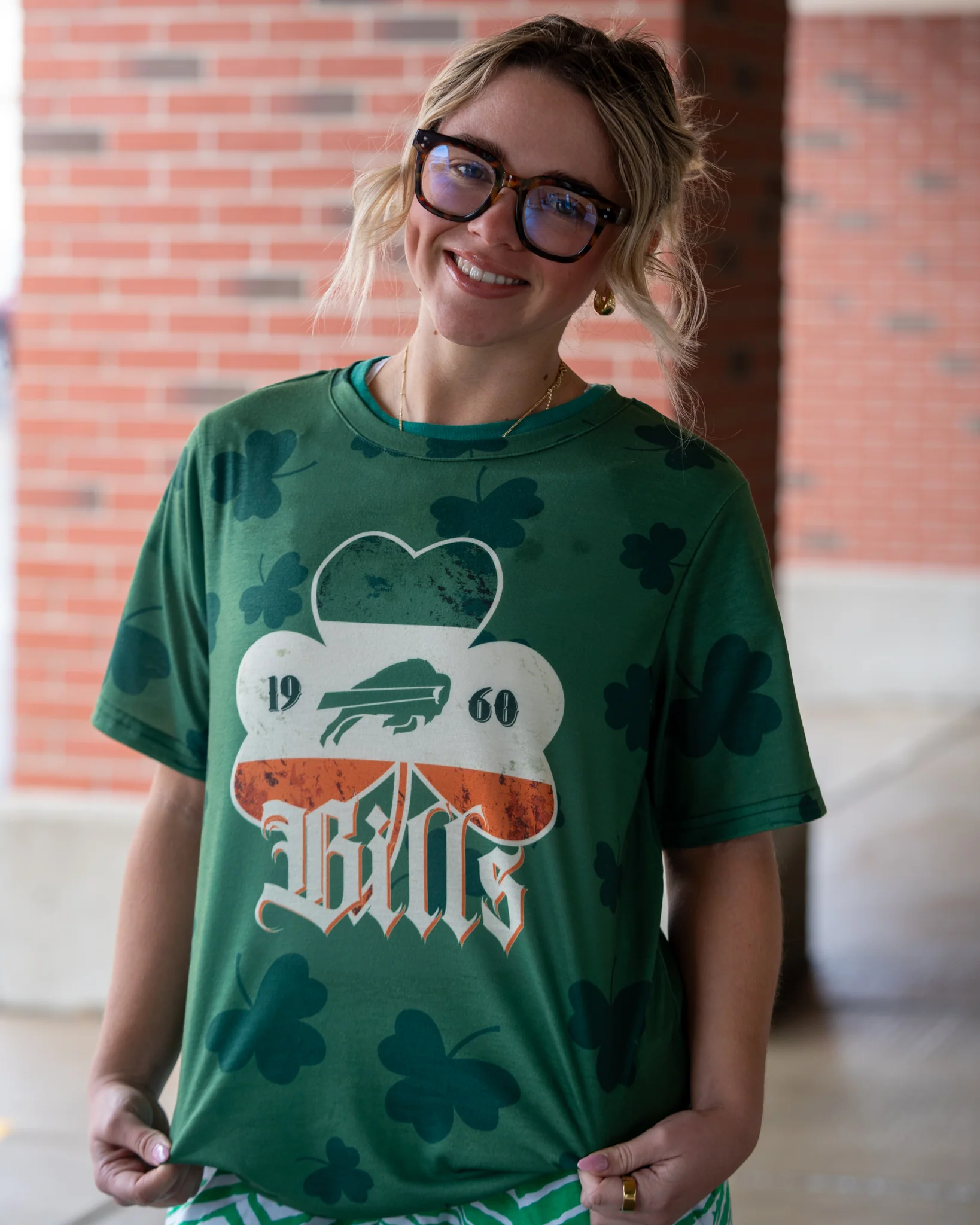 Buffalo Bills Irish Flag & Shamrocks Green T-Shirt - Image 2