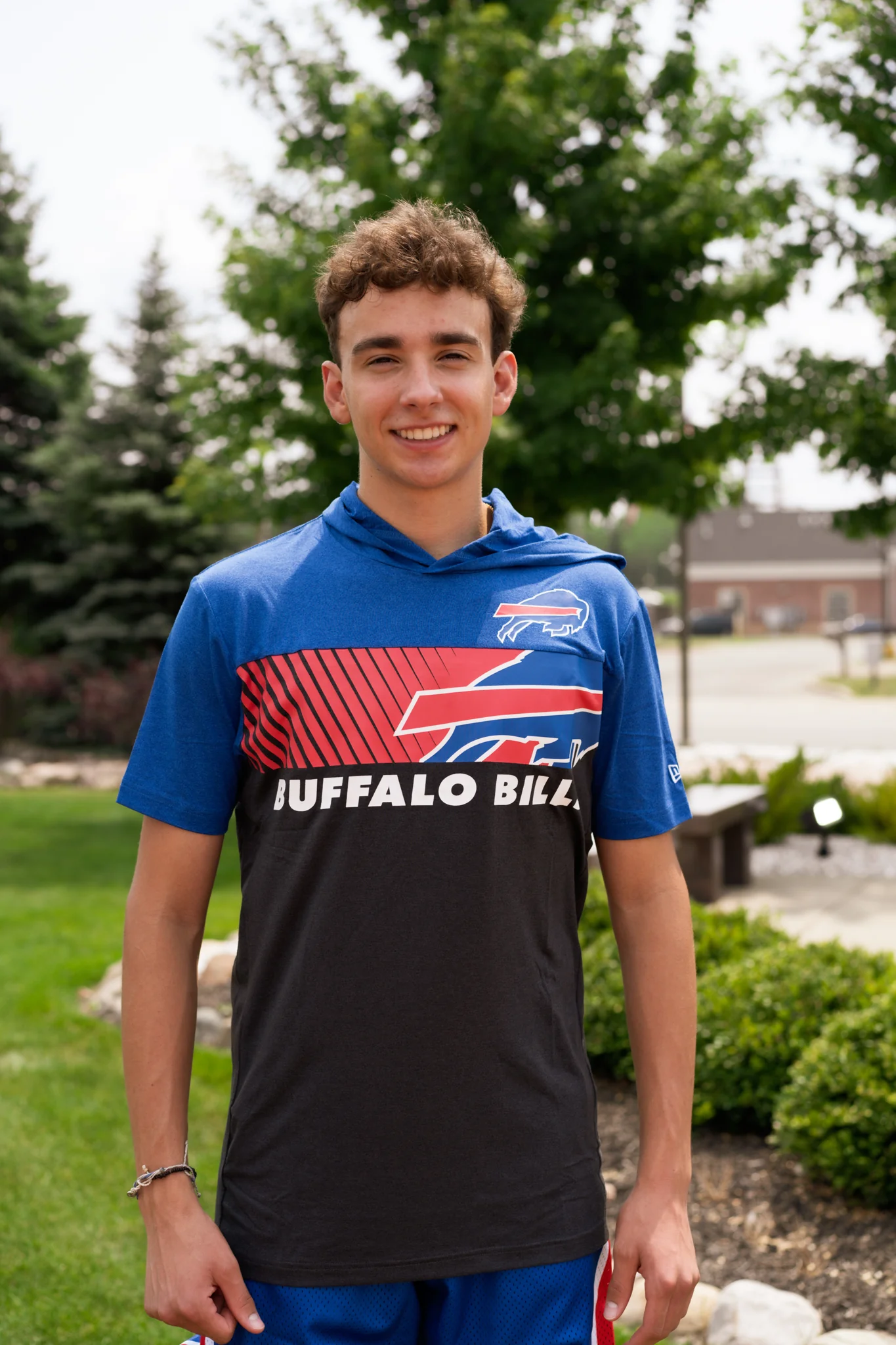 Buffalo Bills Royal & Black Active Short Sleeve Hoodie - Image 3