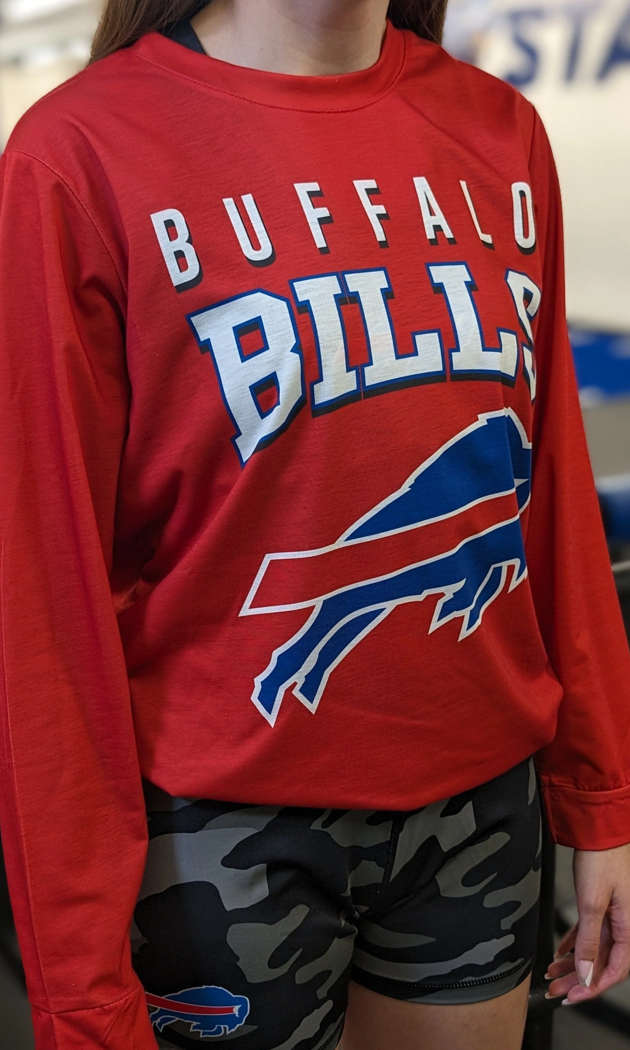 Buffalo Bills Wordmark With Big Logo Red Rash Guard Long Sleeve Shirt - Image 5