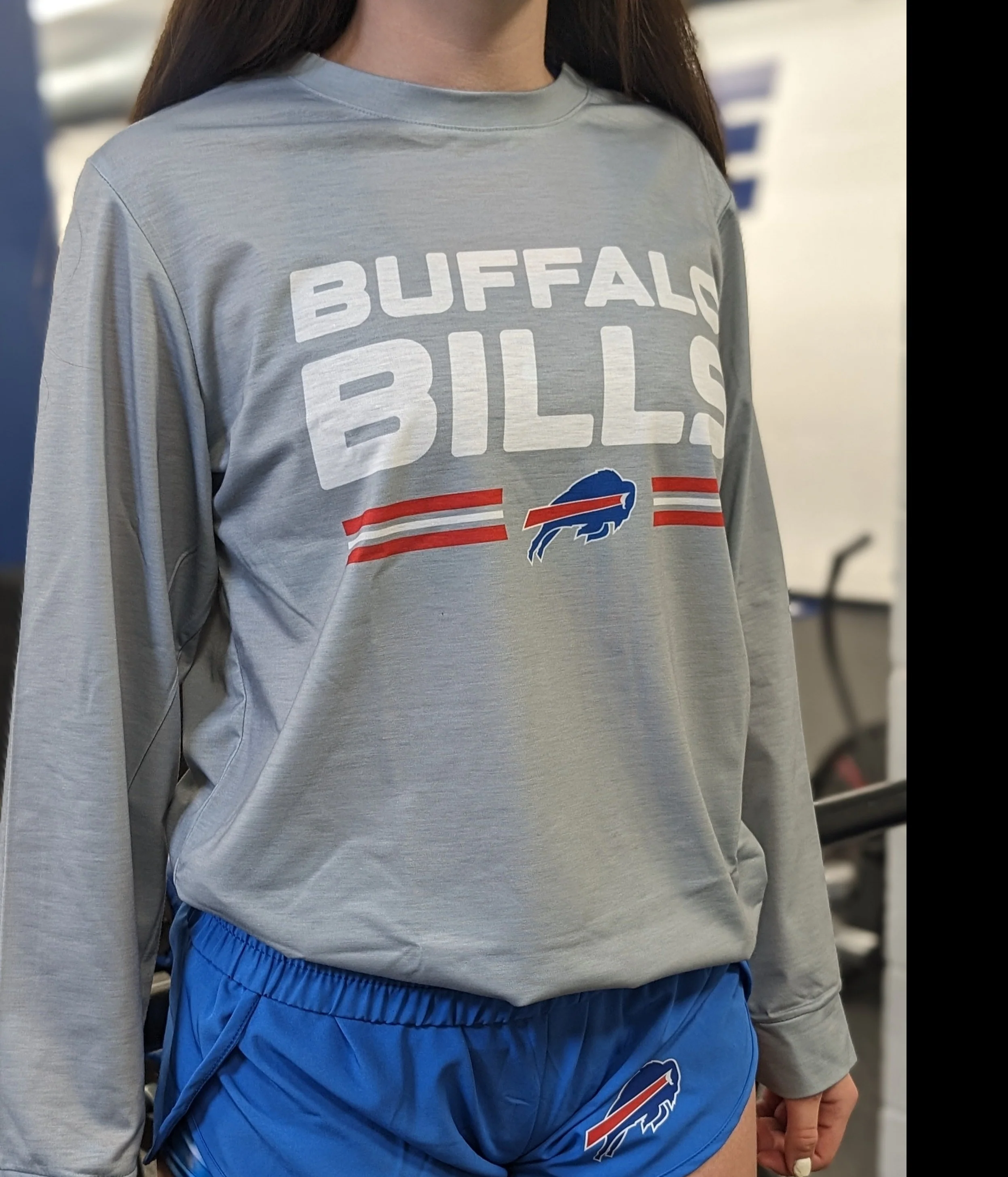 Buffalo Bills Wordmark With Logo Ash Gray Rash Guard Long Sleeve Shirt - Image 4