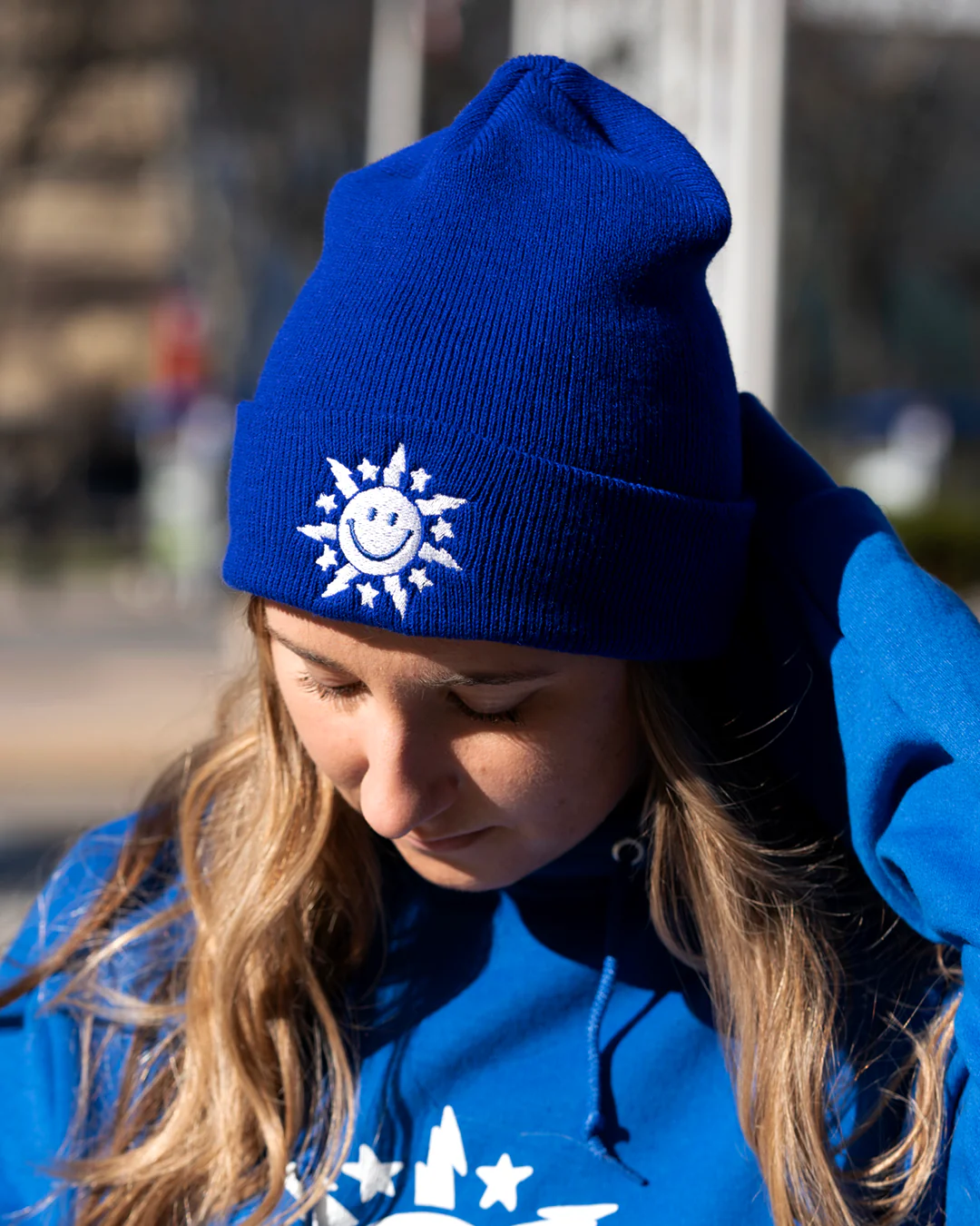Buffalo City Seal Smiley Face Royal Knit Beanie - Image 2