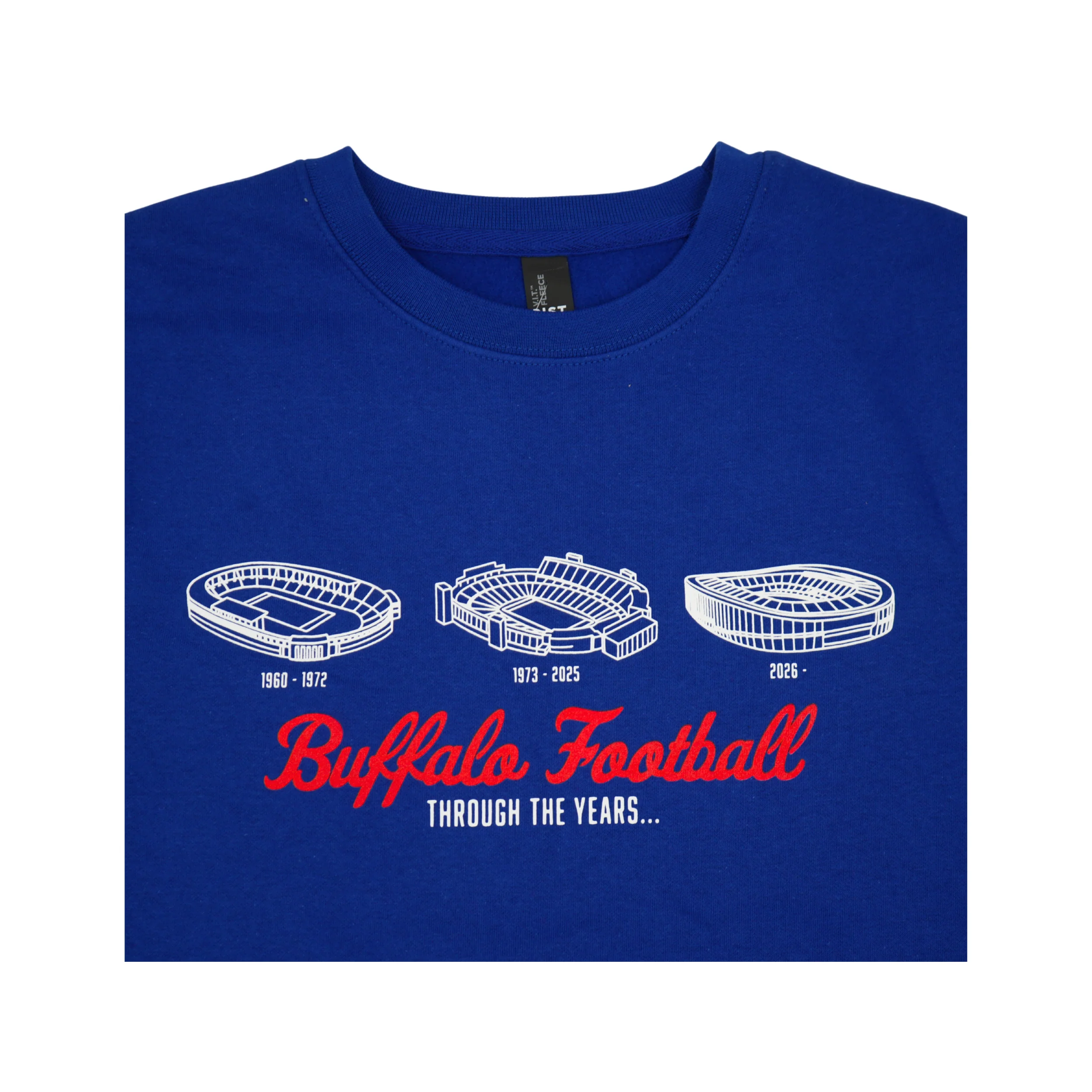 Buffalo Football Throughout The Years Blue Crewneck Sweatshirt - Image 4