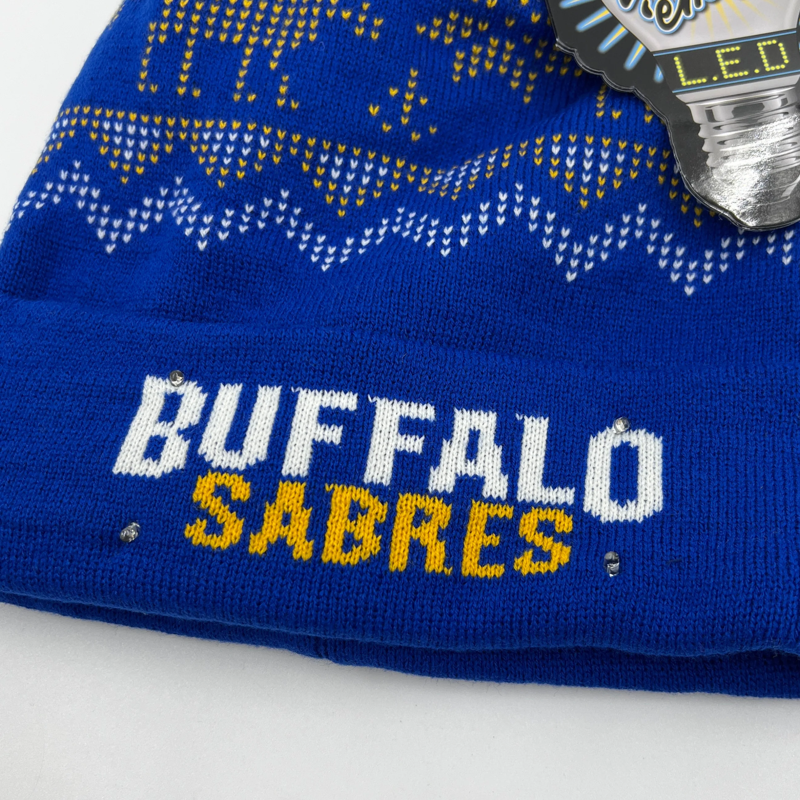 Buffalo Sabres Royal & Gold Light Up "Ugly" Knit Hat - Final Sale - Image 2