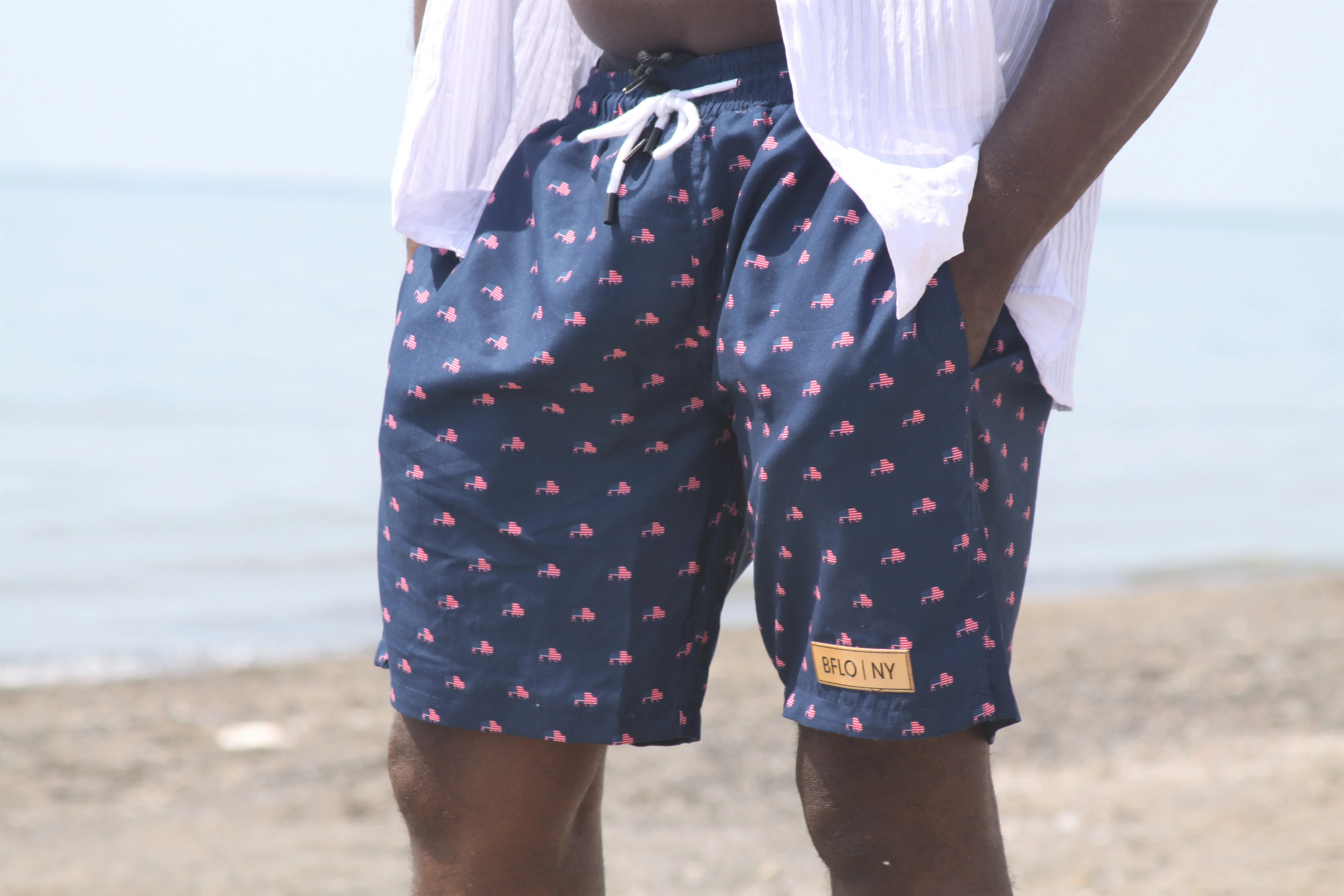Navy Patriotic BFLO Men's Swim Trunks - Image 2