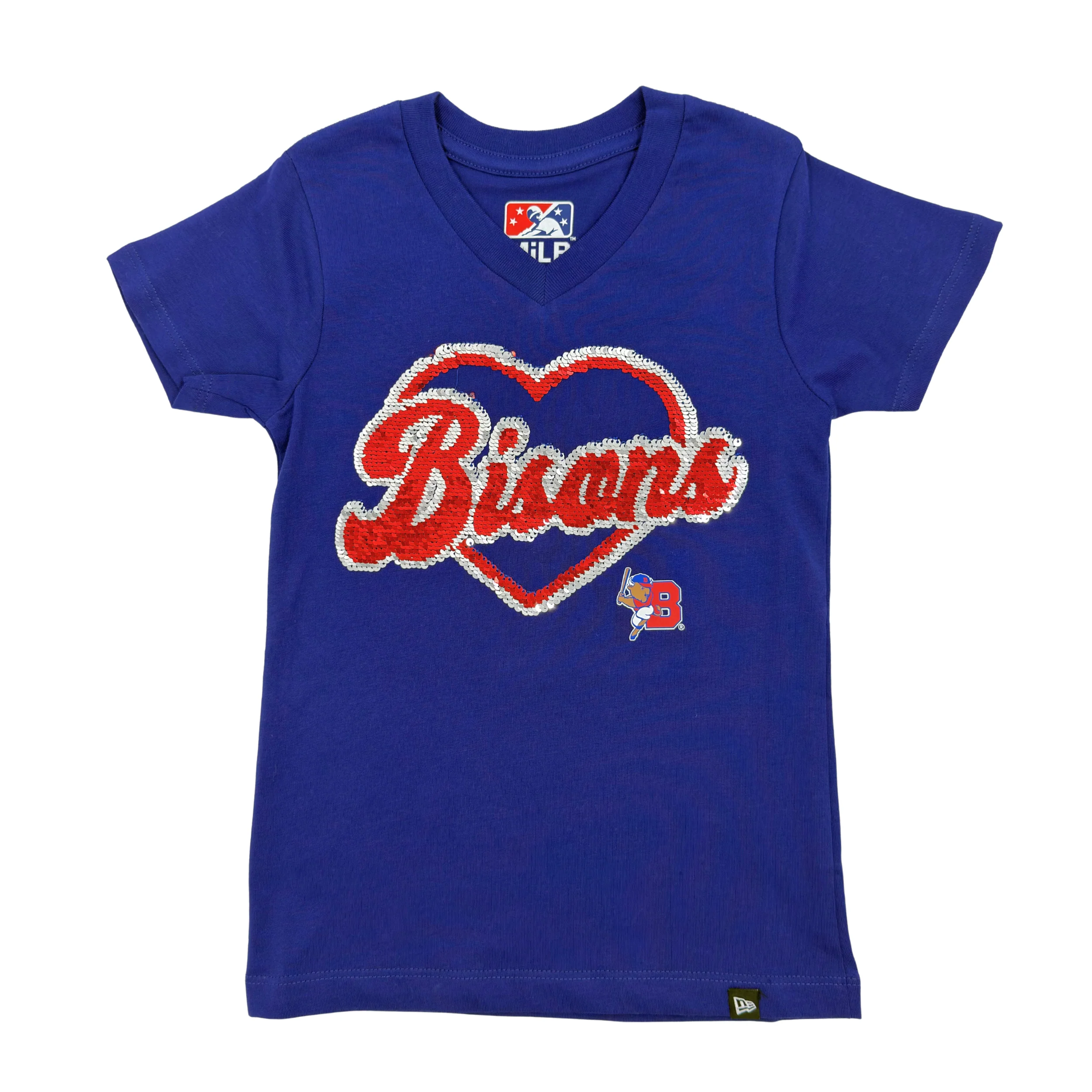 Girls New Era Buffalo Bisons Sequin Navy V-Neck