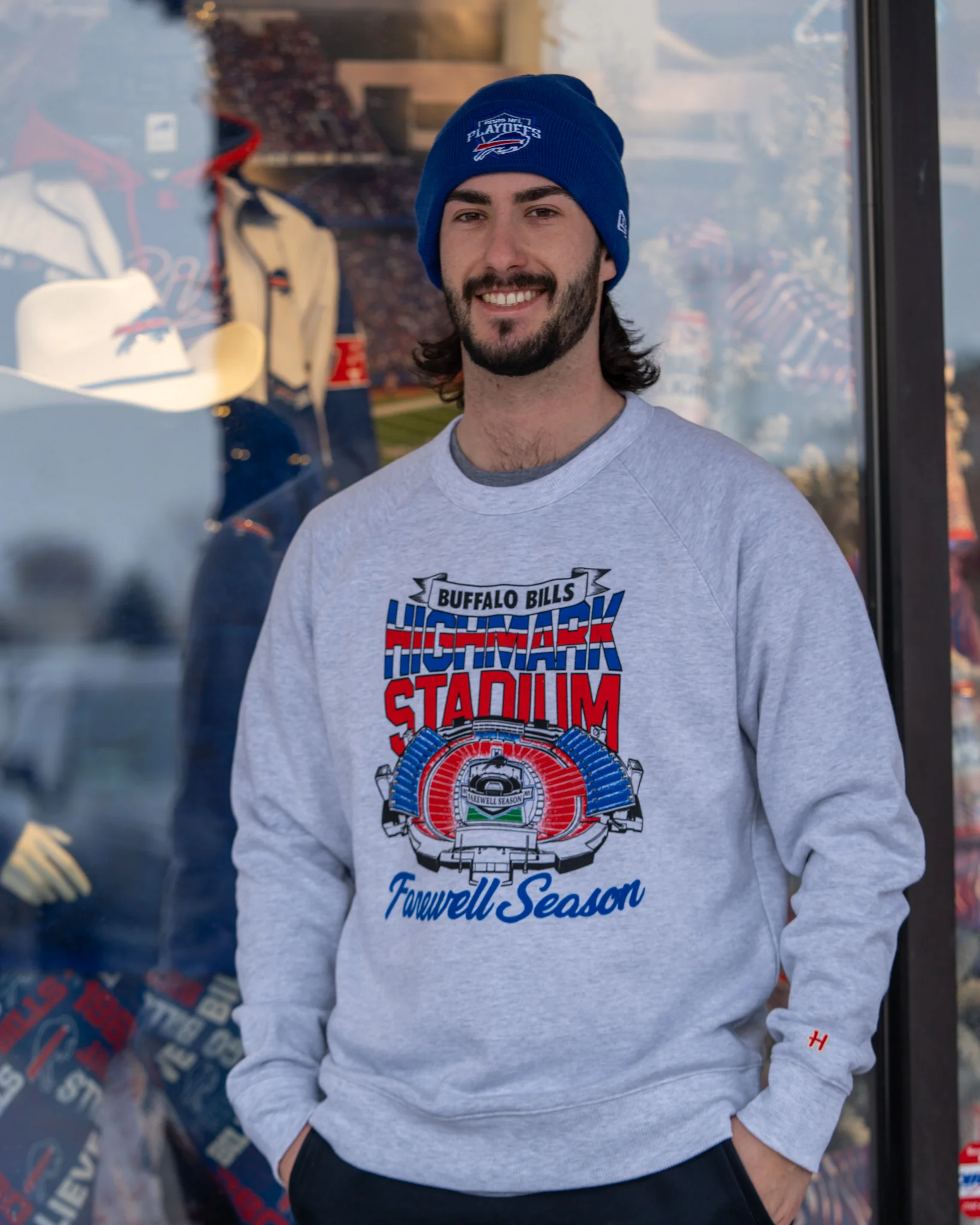 Homage Buffalo Bills Highmark Stadium Farewell Season Ash Crewneck Sweatshirt - Image 2