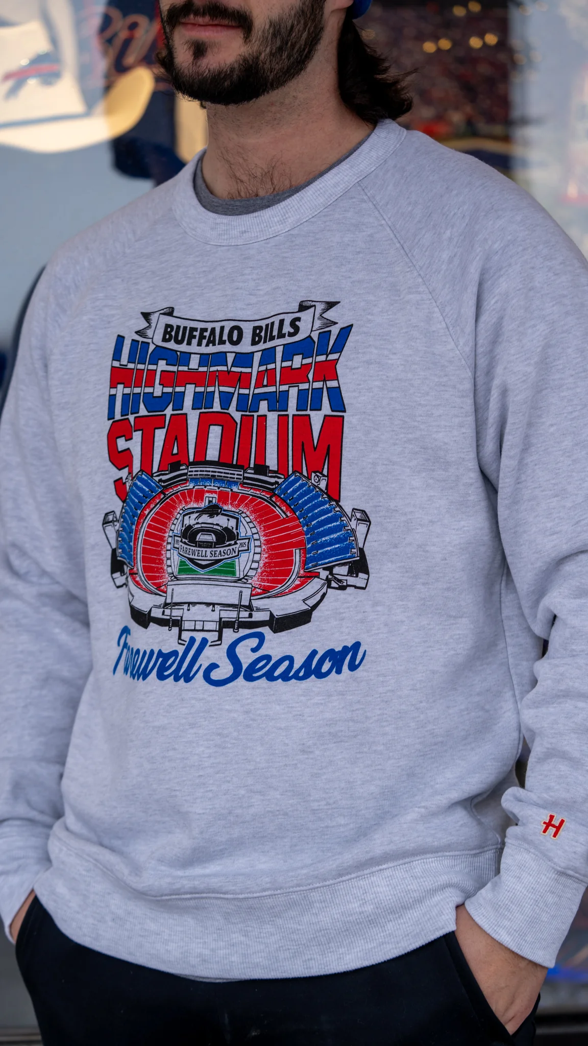Homage Buffalo Bills Highmark Stadium Farewell Season Ash Crewneck Sweatshirt - Image 3