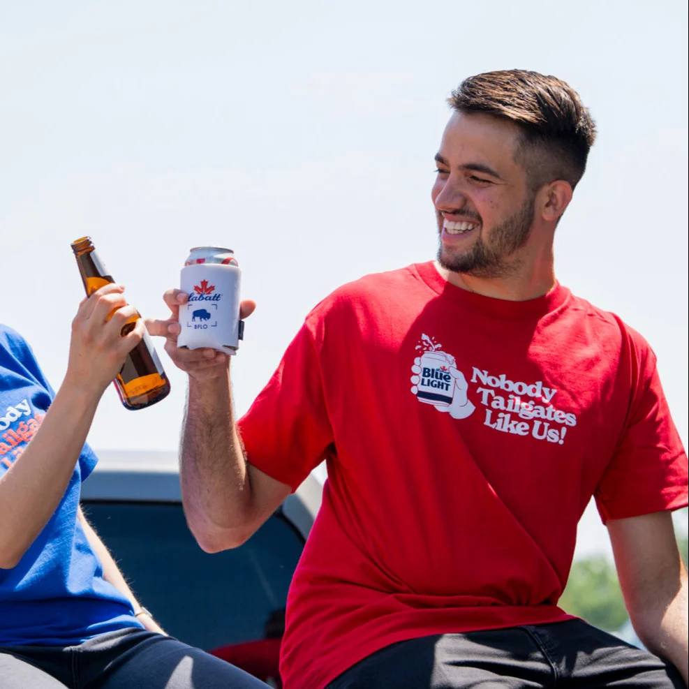 Labatt Nobody Tailgates Like Us! Deep Red T-Shirt - Image 2