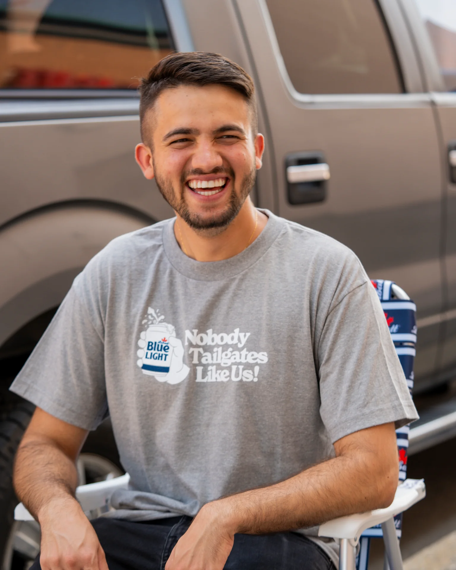 Labatt Nobody Tailgates Like Us! Oxford Gray T-Shirt - Image 2