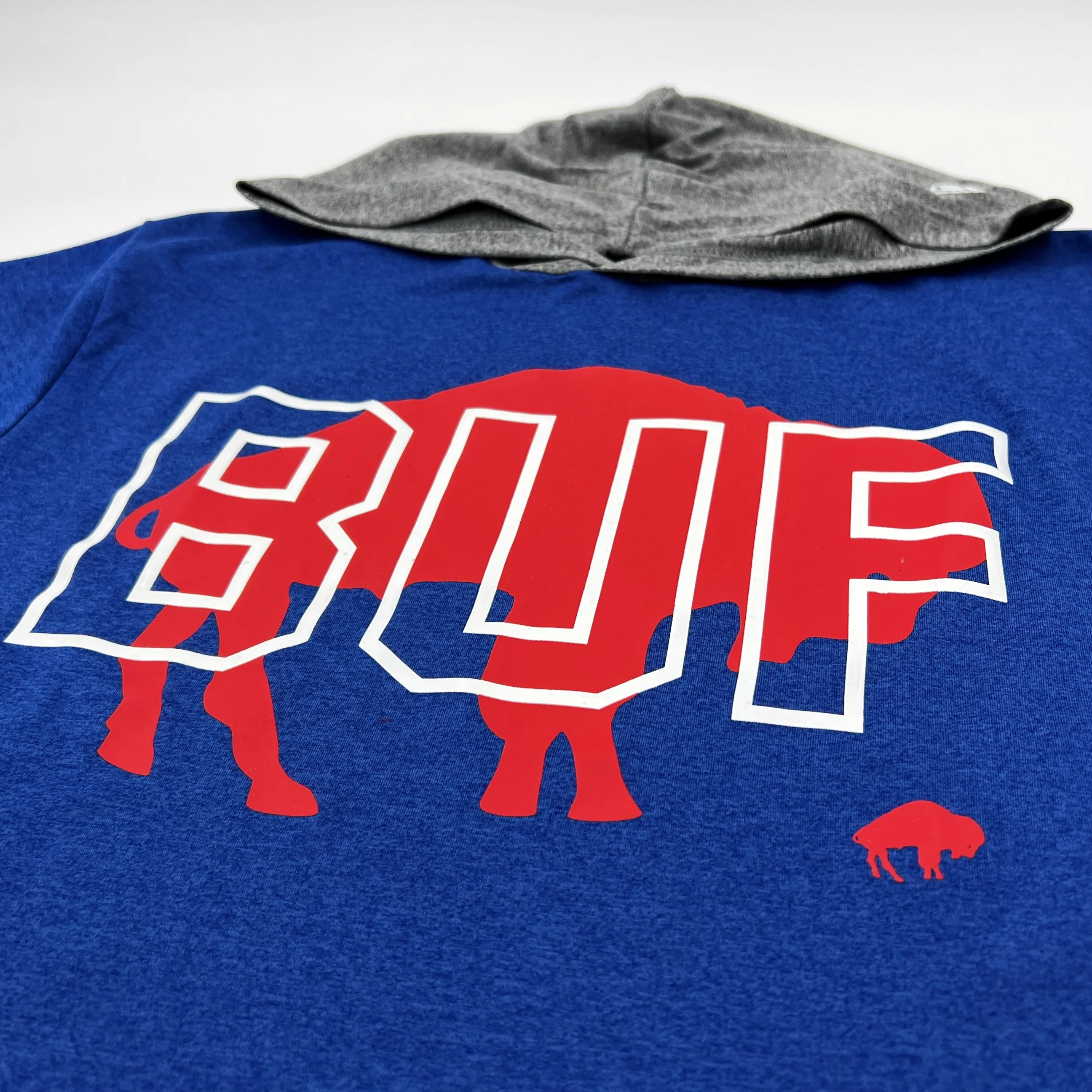 New Era Bills Royal Heather with Retro Logo Lightweight Short Sleeve Hoodie - Image 5