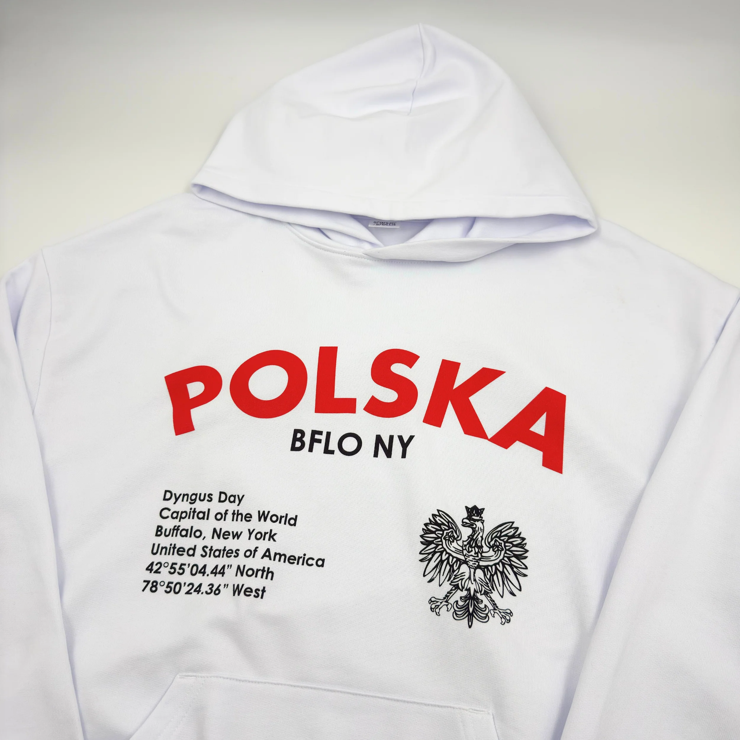 Polska BFLO NY White Oversized Hoodie - Image 5