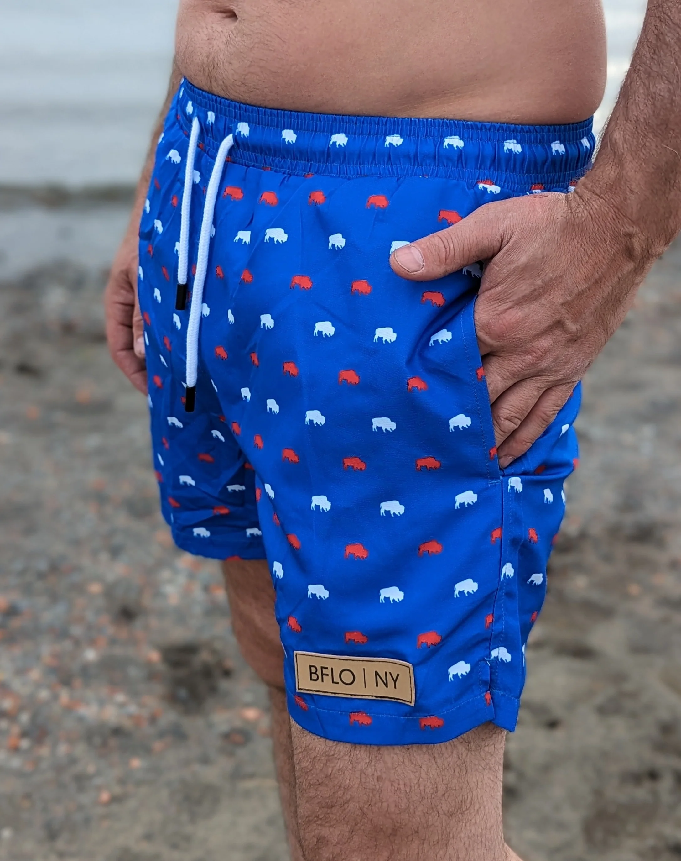 Royal Blue BFLO Men's Swim Trunks - Image 2