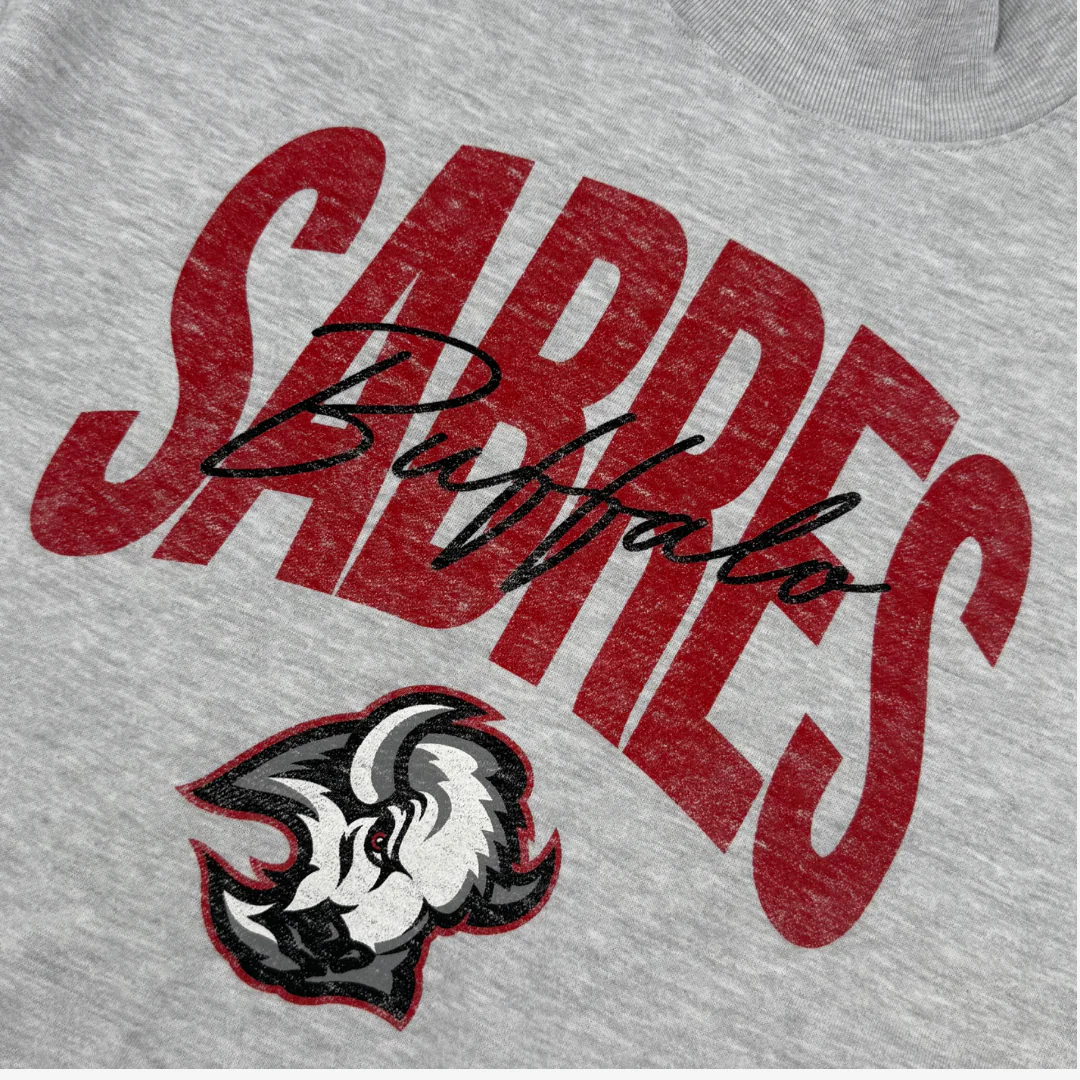 Sabres Heather Grey Goathead Red & Black Mockneck Sweater - Image 3