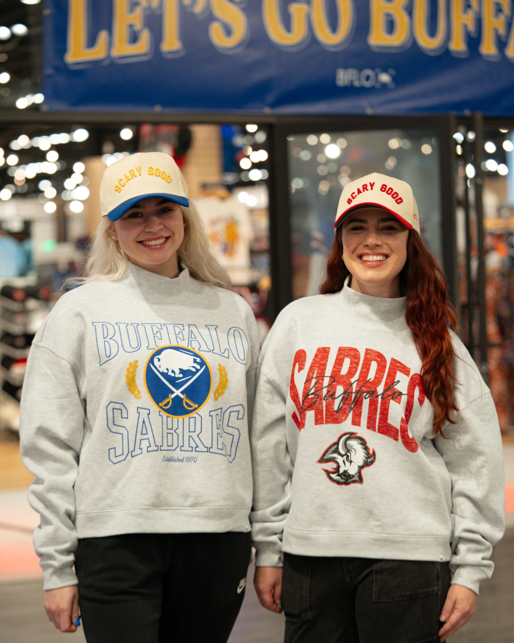 Sabres Heather Grey Goathead Red & Black Mockneck Sweater - Image 6