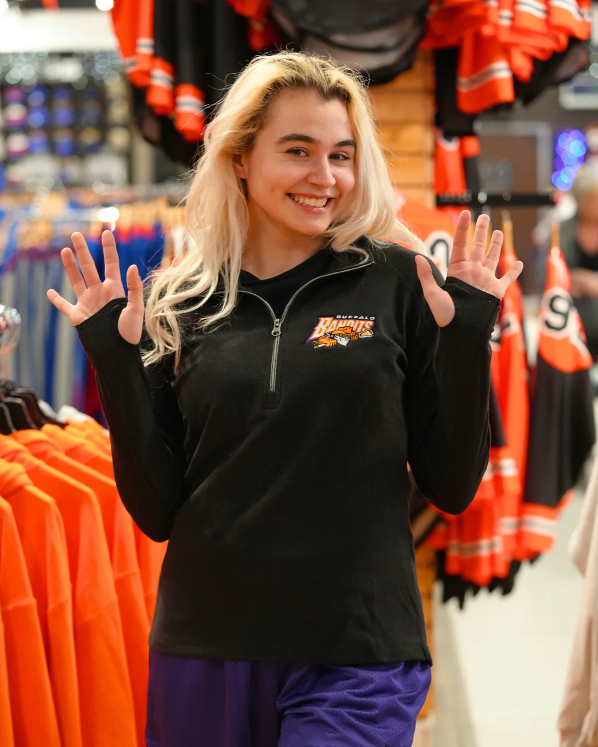 Women's Buffalo Bandits Microfleece Black Half Zip Pullover - Image 2