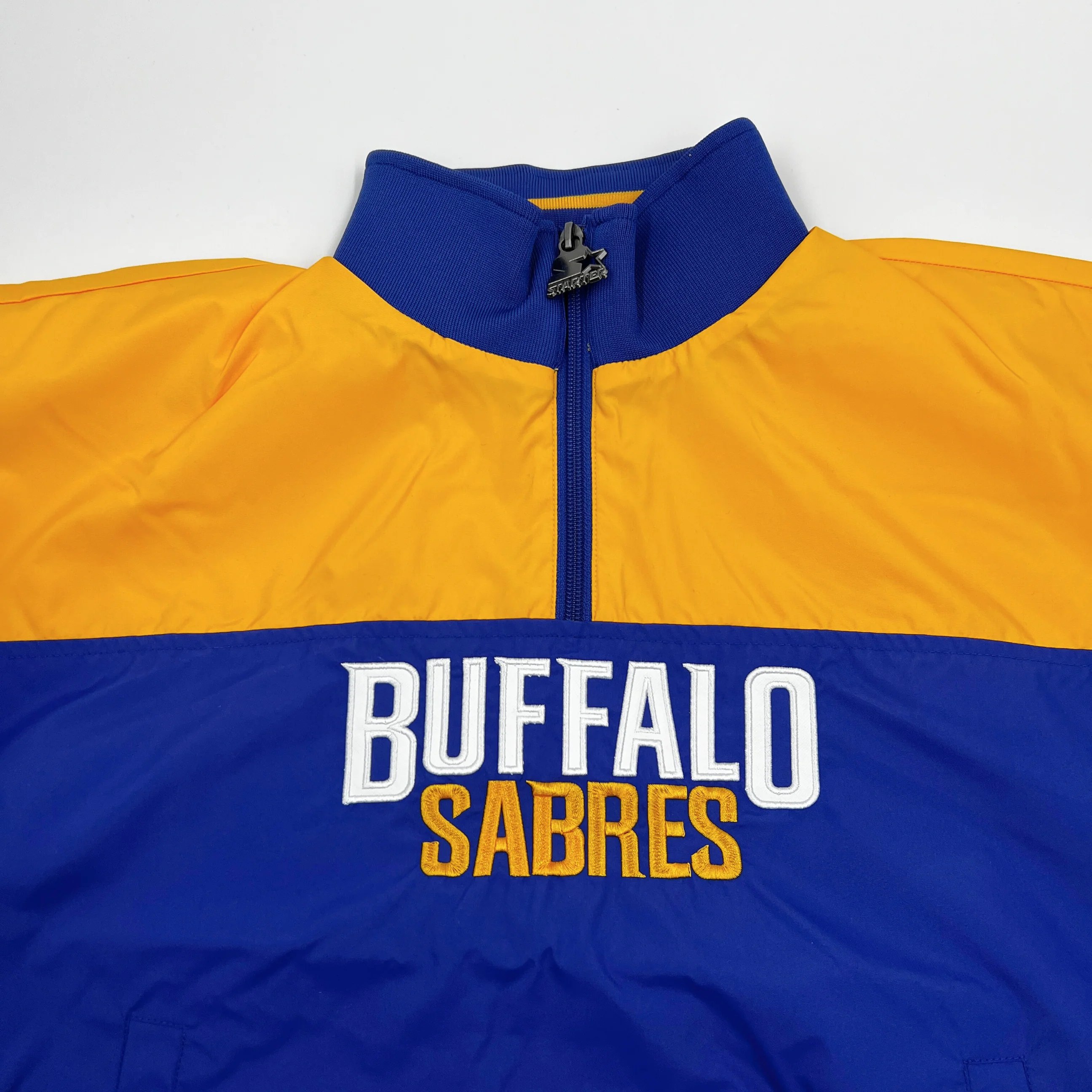 Women's Buffalo Sabres Royal & Gold Quarter Zip Starter Jacket - Image 3