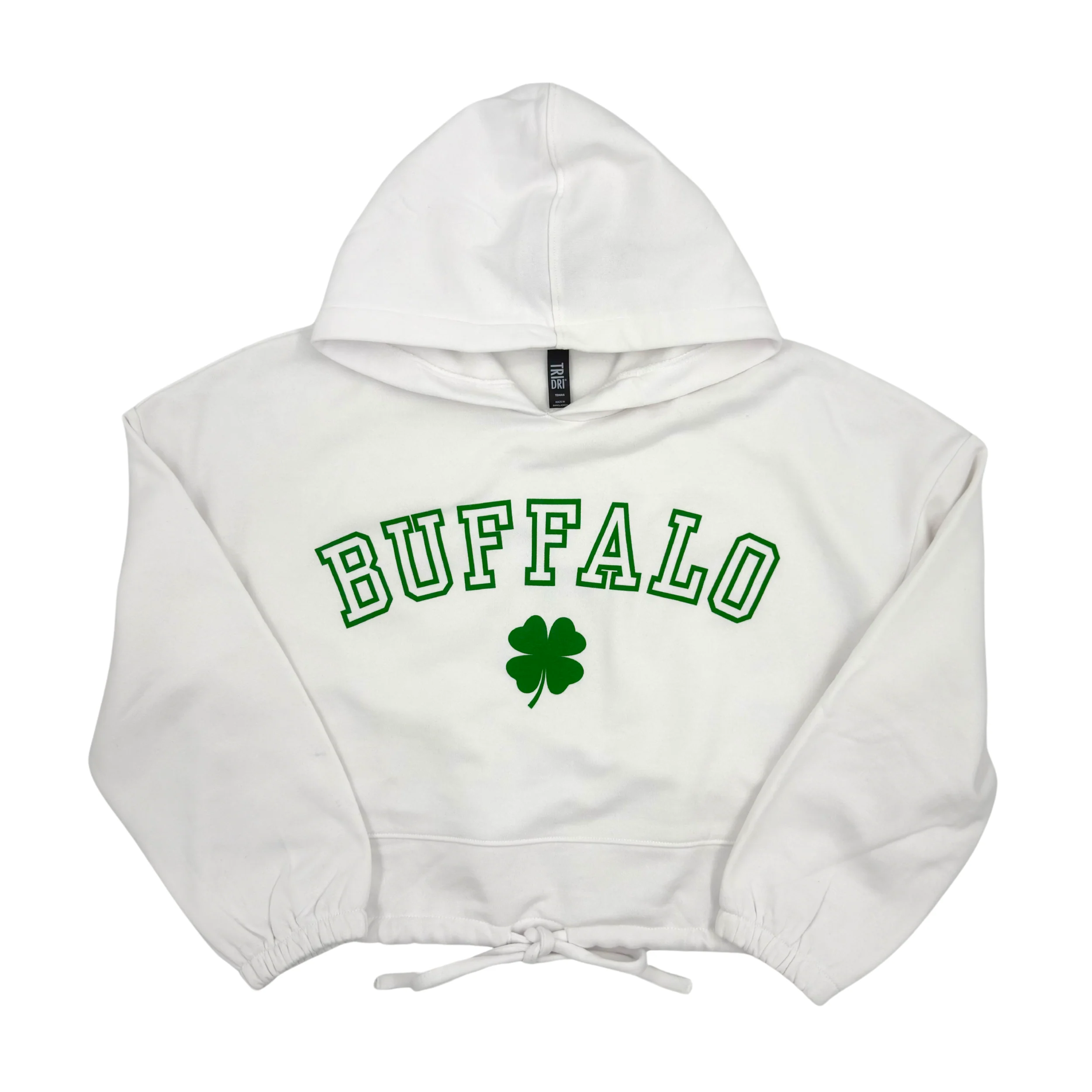 Women's Buffalo With Clover White Cropped Hoodie