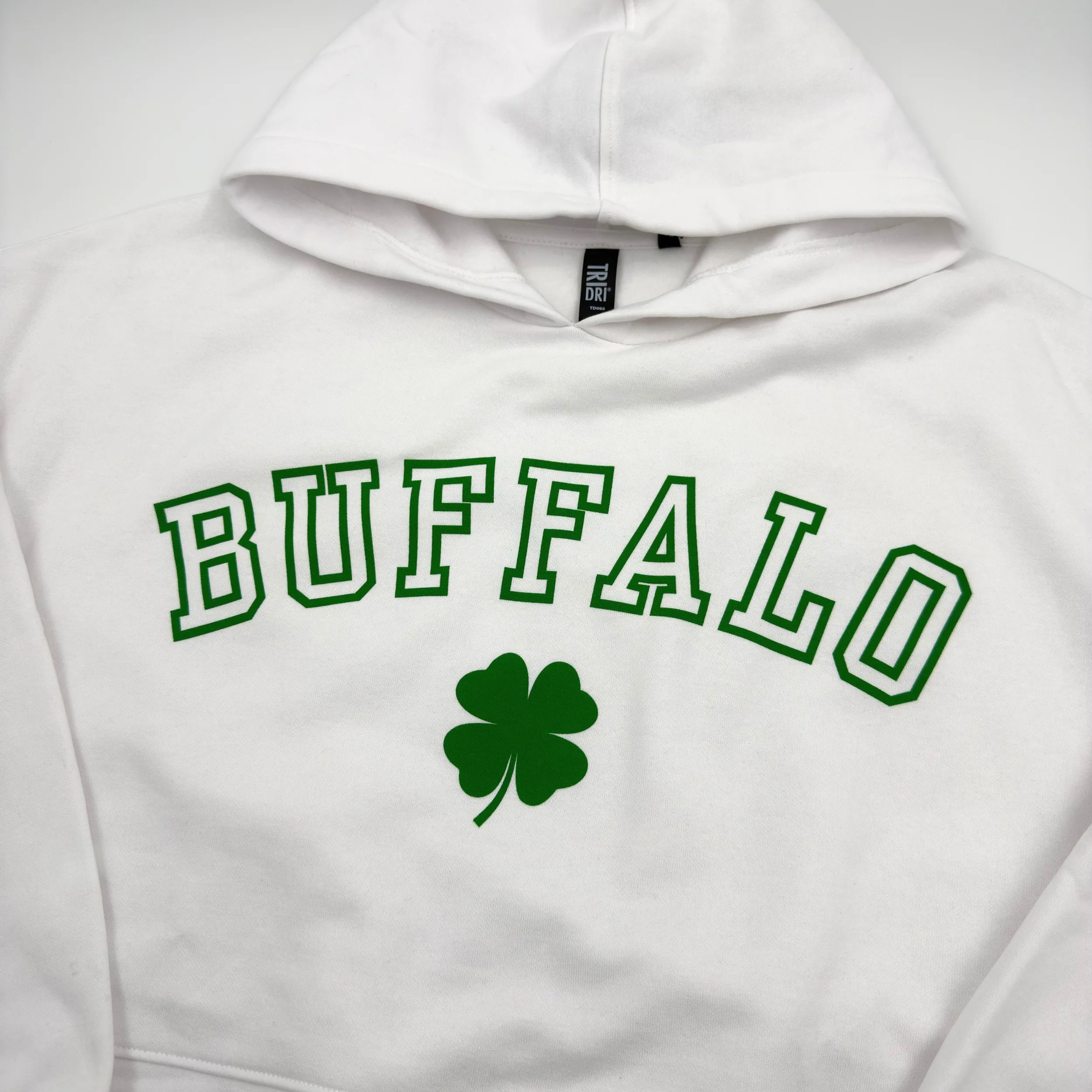 Women's Buffalo With Clover White Cropped Hoodie - Image 3