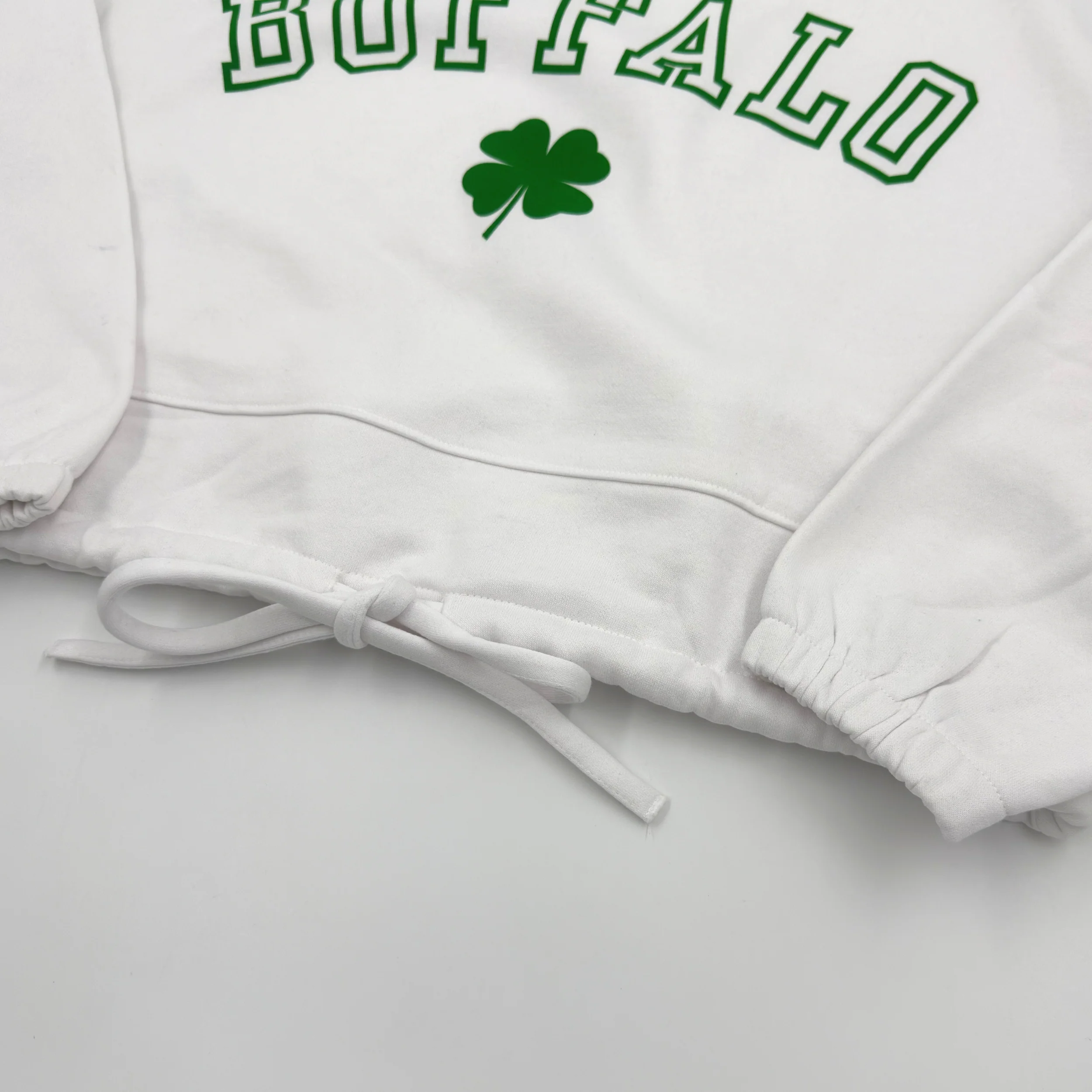 Women's Buffalo With Clover White Cropped Hoodie - Image 4