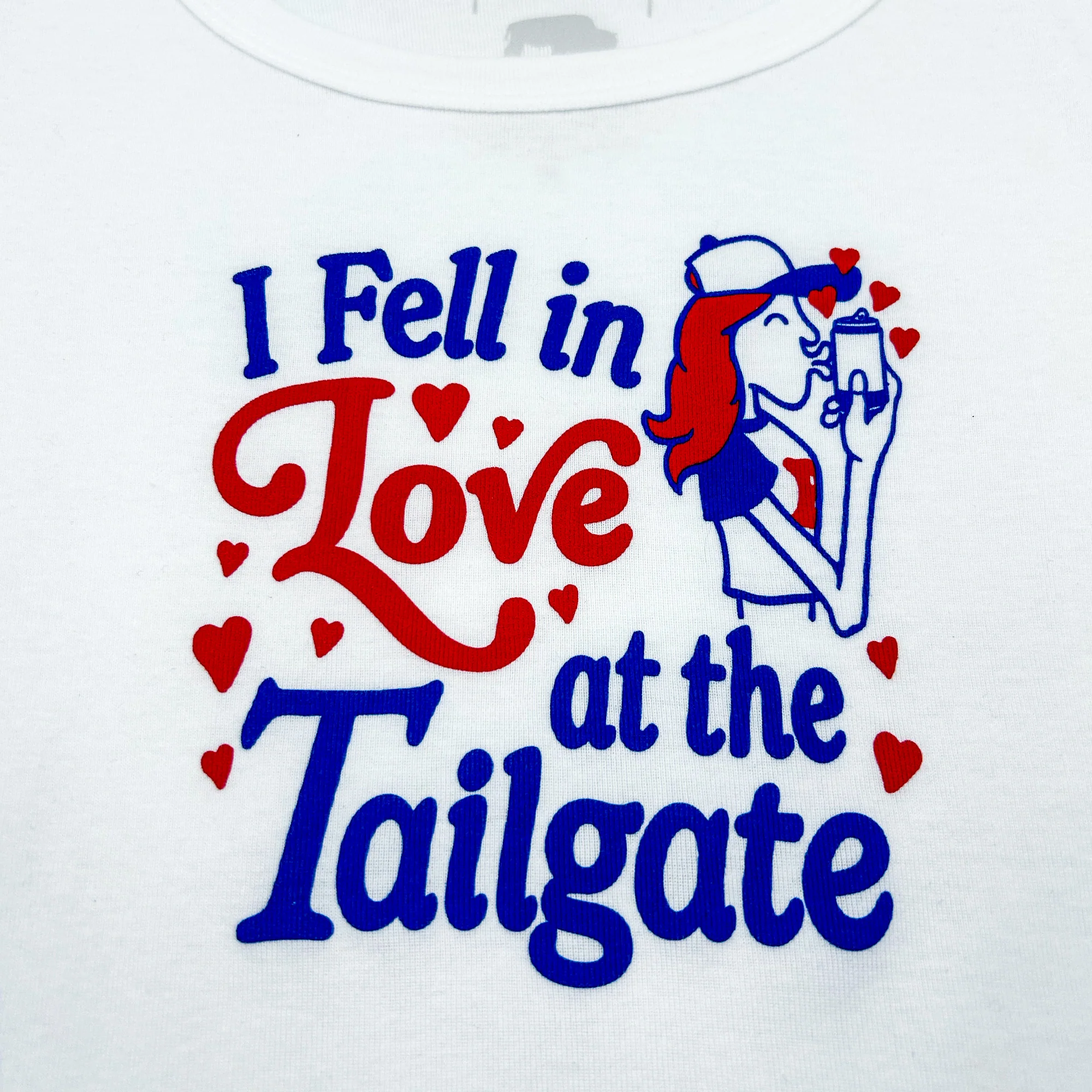 Women's I Fell In Love At The Tailgate White Baby Tee - Image 3