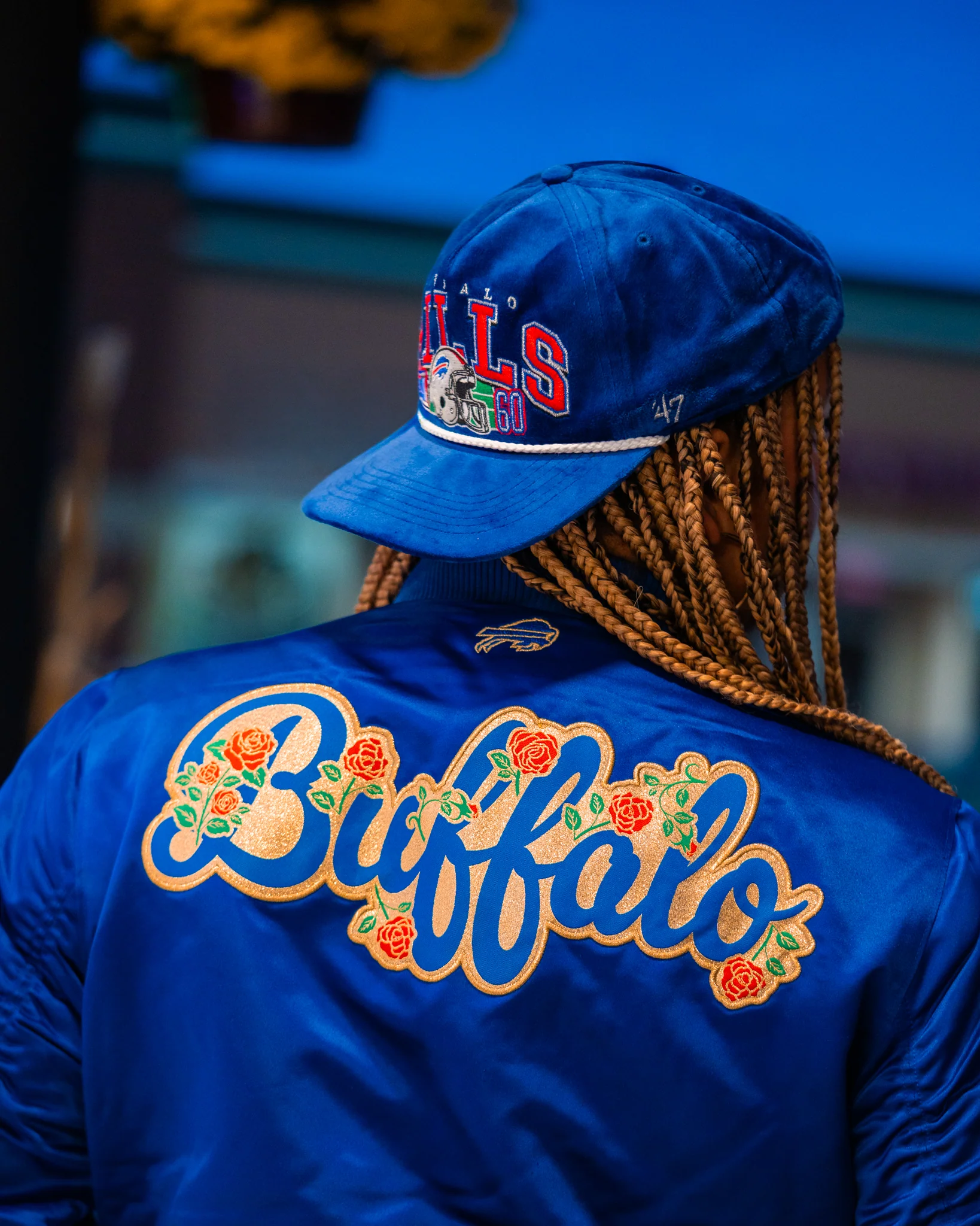 Women's New Era Buffalo Bills Floral Logo Royal Jacket - Image 3