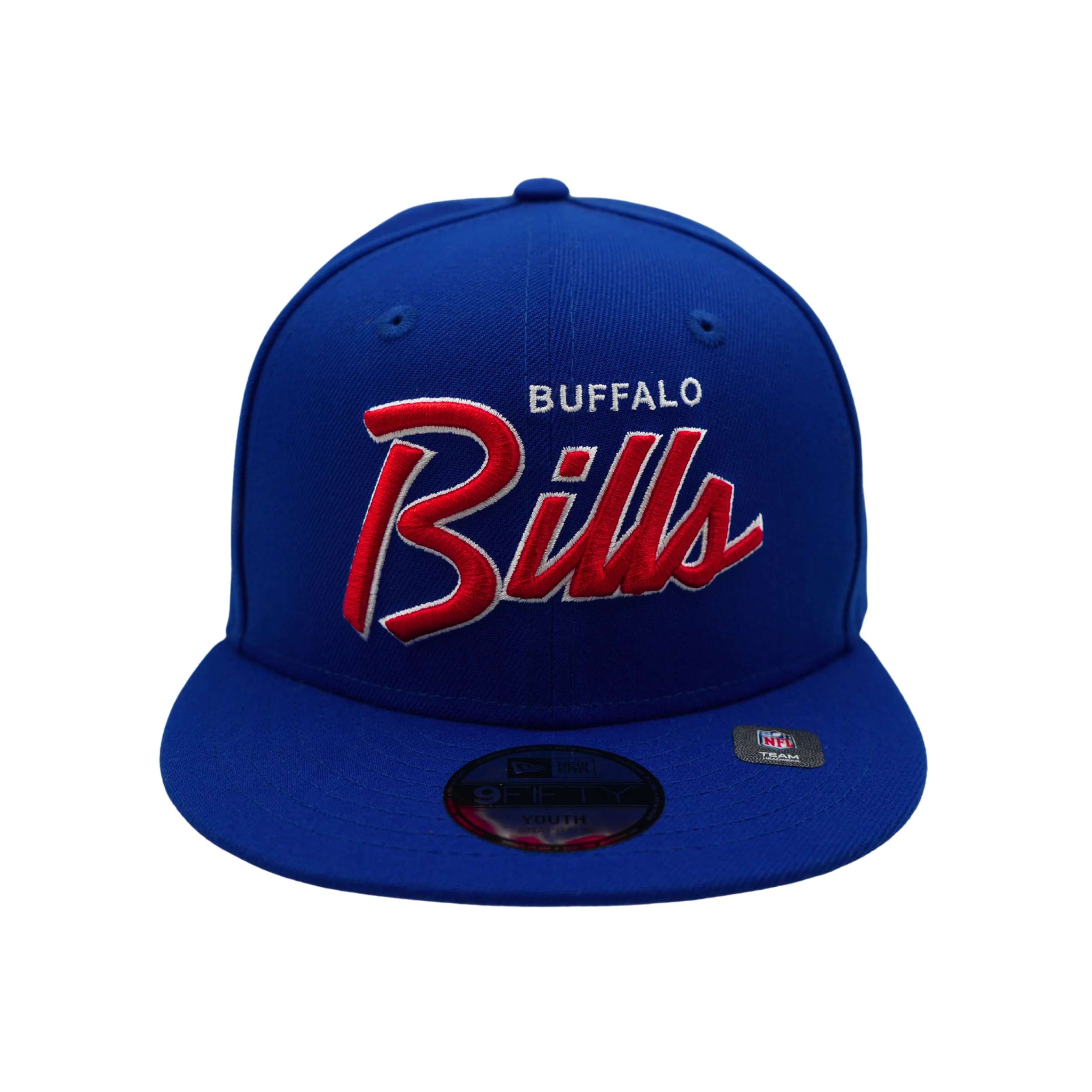 Youth New Era 9FIFTY Buffalo Bills Script Royal Blue Trucker Hat