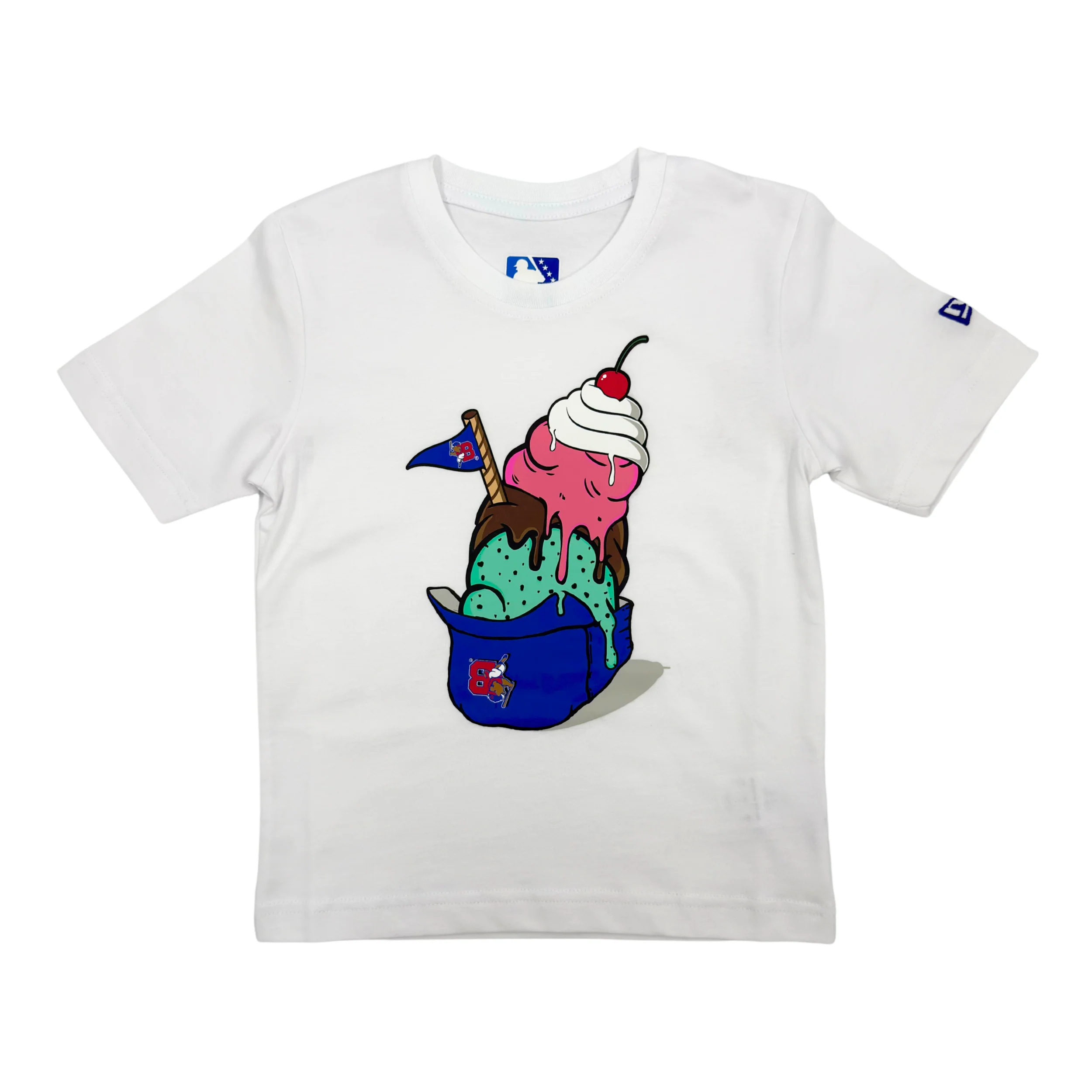 Youth New Era Buffalo Bisons Ice Cream Helmet White T-Shirt