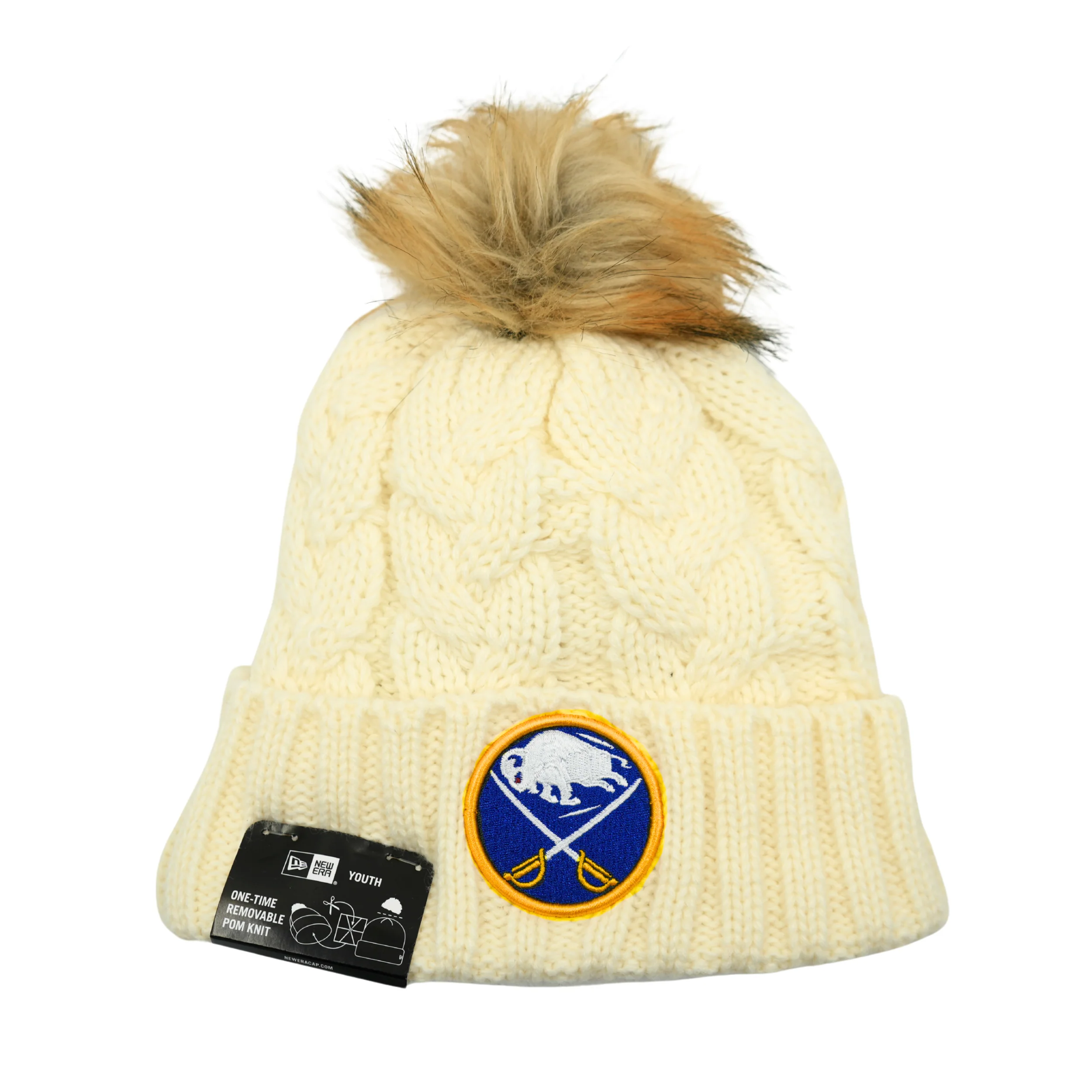 Youth New Era Buffalo Sabres White Knit Pom